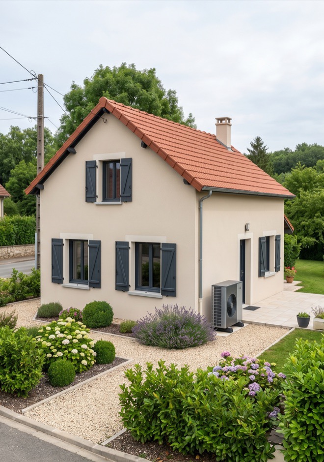 Pavillon après rénovation thermique — PAC air/eau S2EE